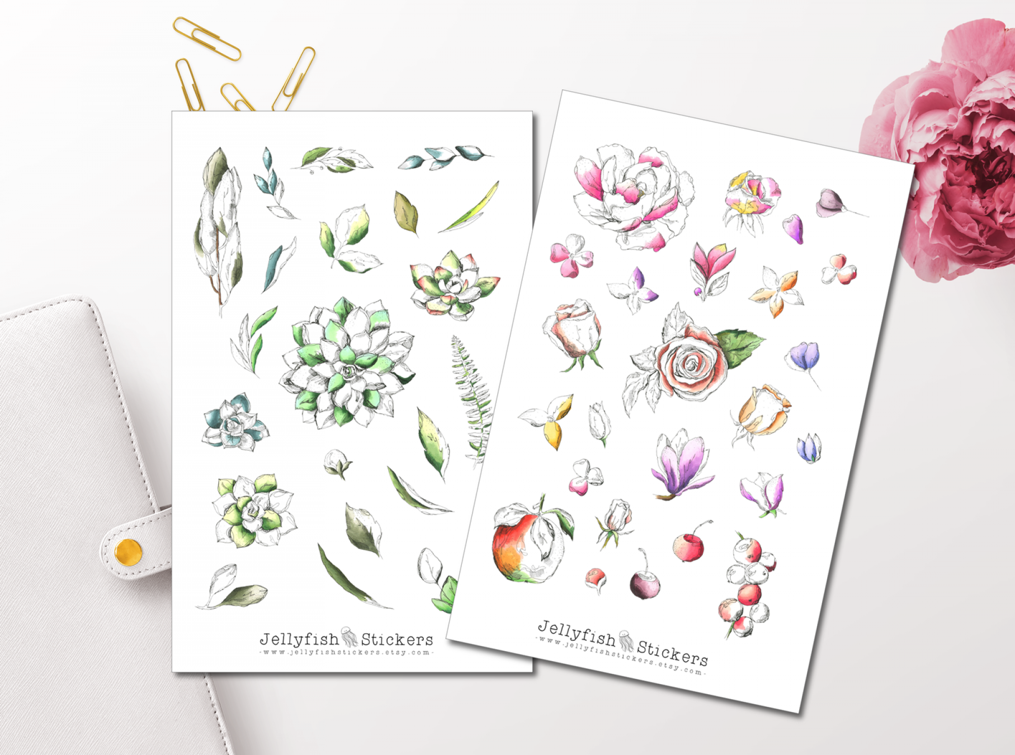 Floral Sketch Sticker Set